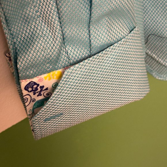 Robert Graham, Size 15.5" M, 100% Cotton, Teal with white checker pattern - Picture 3 of 7